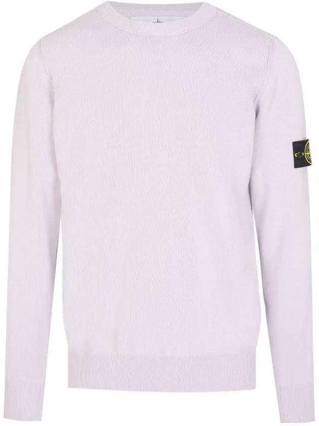 Wappen Patch Crew Neck Soft Cotton Knit Top Pastel Pink - STONE ISLAND - BALAAN 2