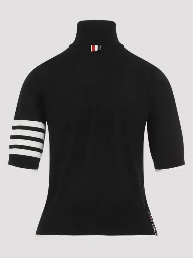 4 Bar Relaxed Fit Fine Merino Wool Turtleneck Black - THOM BROWNE - BALAAN 3