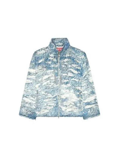 J Alston Tiger Breaks Denim Print Windbreaker Light Blue - DIESEL - BALAAN 2