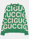 Logo Intarsia Knit Top Green - GUCCI - BALAAN 4