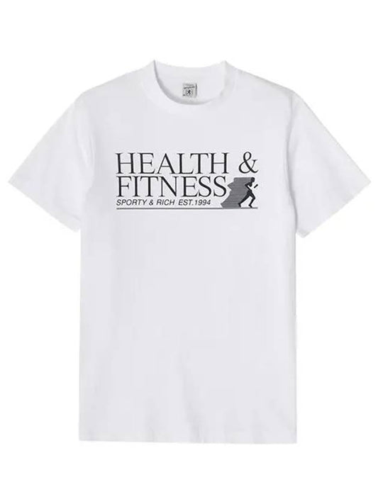 Health Fitness Logo Short Sleeve T-Shirt White - SPORTY & RICH - BALAAN 1