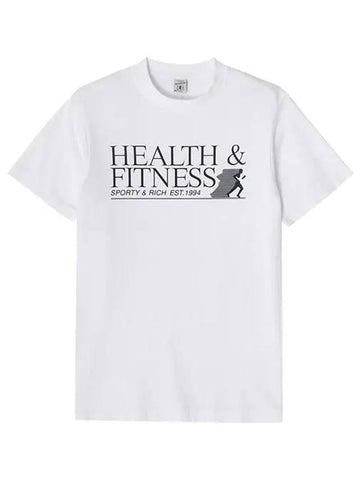 Health Fitness Logo Short Sleeve T-Shirt White - SPORTY & RICH - BALAAN 1