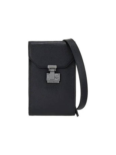 Men s Push Lock Leather Document Holder Black - EMPORIO ARMANI - BALAAN 1