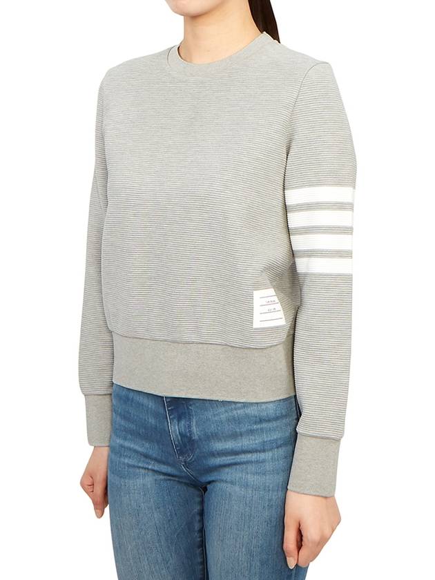 Ottoman Rib 4-Bar Crew Neck Sweatshirt Grey - THOM BROWNE - BALAAN 3