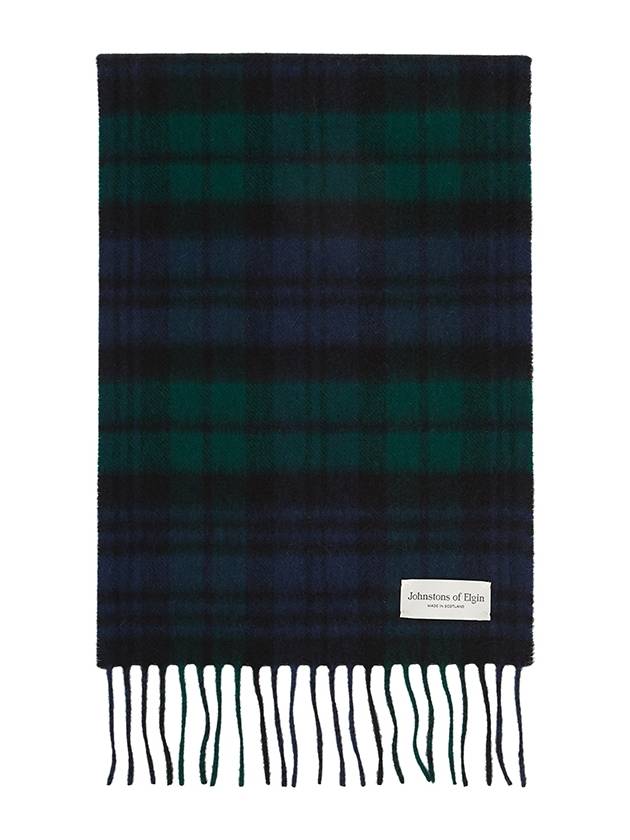 Iconic Tartan Cashmere Muffler Navy Green - JOHNSTONS OF ELGIN - BALAAN 2