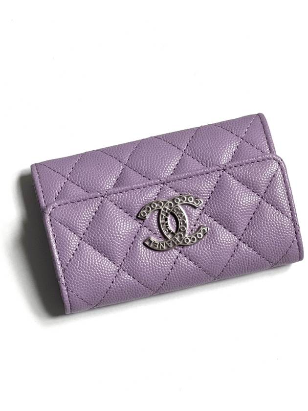 CC Logo Classic Caviar Card Wallet Purple - CHANEL - BALAAN 6