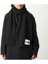 Irregular Texture Wool Knit Scarf Black - JIL SANDER - BALAAN 3