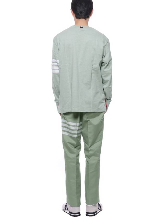 4 Bar Crew Neck Long Sleeve T-Shirt Green - THOM BROWNE - BALAAN 6