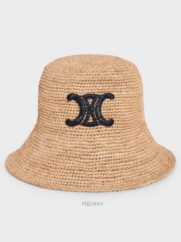 Triomphe Raffia Bucket Hat Natural Black - CELINE - BALAAN 2