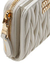 Matelasse Logo Zip Around Half Wallet White - MIU MIU - BALAAN 8