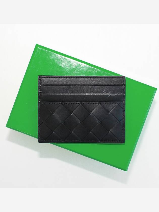 Intrecciato Leather Card Wallet Black - BOTTEGA VENETA - BALAAN 3