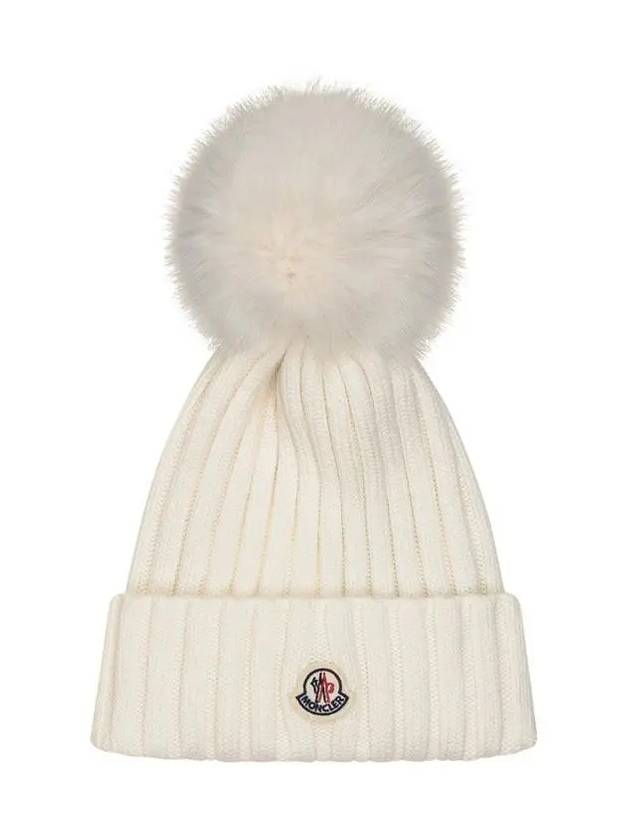 Logo Pom Beanie Ivory 3B000 27 M1131 034 - MONCLER - BALAAN 1