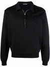 Men's Half Zipper Polo Sweatshirt Black - TOM FORD - BALAAN.