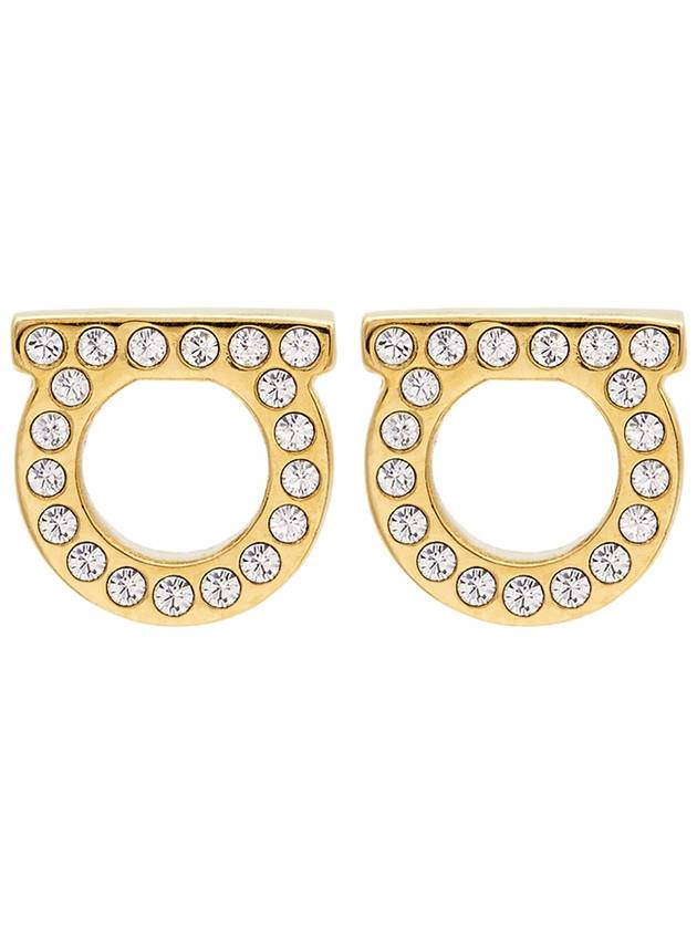 Gancini Crystal Small Earrings Gold - SALVATORE FERRAGAMO - BALAAN 3