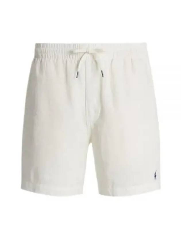 Embroidered Pony Logo Prepster Linen Shorts White - POLO RALPH LAUREN - BALAAN 2