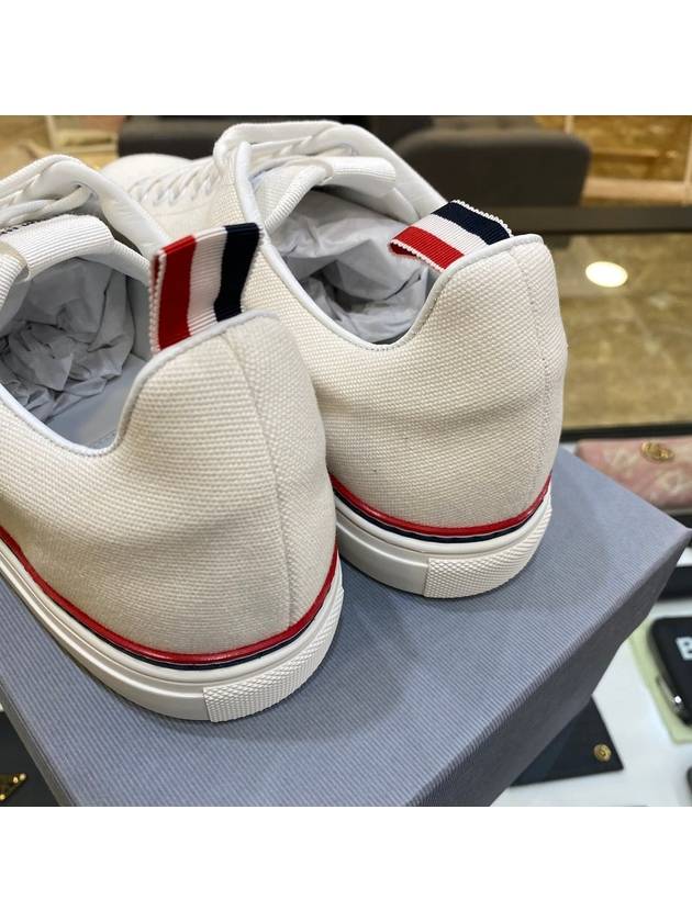 Men's Cotton Canvas Tennis Sneakers White - THOM BROWNE - BALAAN.