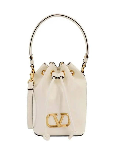 V Logo Signature Nappa Leather Bucket Bag Ivory - VALENTINO - BALAAN 2