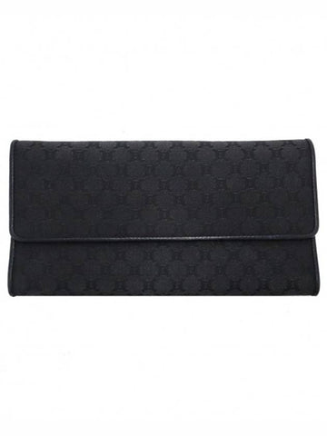 Women s Celine Black Triope Canvas Leather Trimmed Large Long Wallet gt Gangbuk used luxury goods - CELINE - BALAAN 1