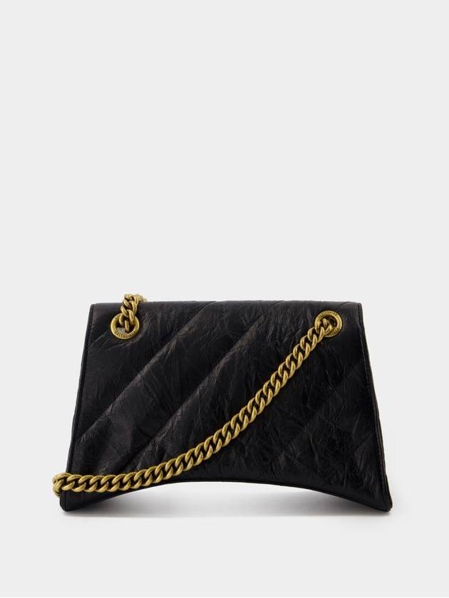 Crush Chain Strap Small Leather Shoulder Bag Gold Black - BALENCIAGA - BALAAN 4