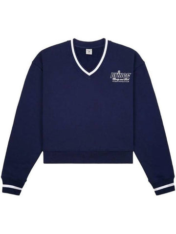 Prince Health Embroidered V Neck Sweatshirt Navy - SPORTY & RICH - BALAAN 1