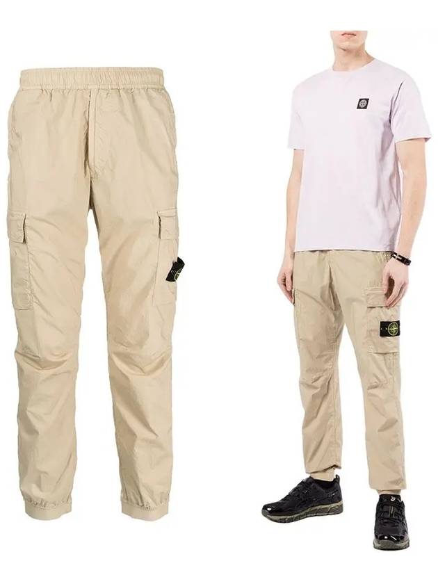 Men's Tella Paracadute Regular Fit Cargo Pants Beige - STONE ISLAND - BALAAN 2