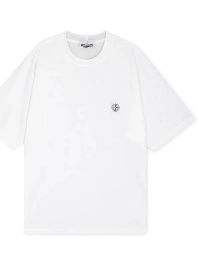 Compass Patch Regular Fit Cotton Short Sleeve T-Shirt White - STONE ISLAND - BALAAN 4