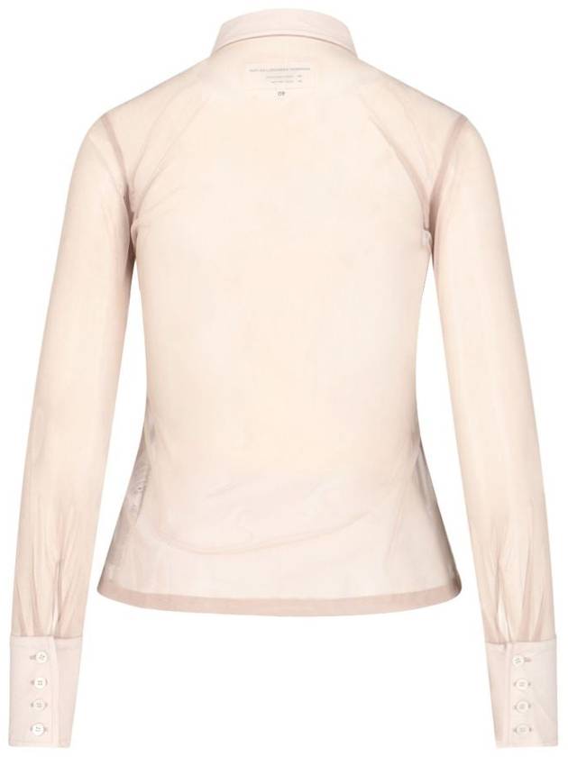 See Through Cotton Long Sleeved Shirt Beige - MAISON MARGIELA - BALAAN 3