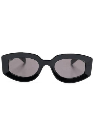 Eyewear Embossed Logo Oval Sunglasses Black - GUCCI - BALAAN 1