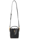 Le 37 Signature YSL Logo Shiny Leather Mini Bucket Bag Black - SAINT LAURENT - BALAAN 7