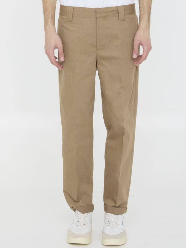 Men's Logo Patch Straight Pants Beige Khaki - GOLDEN GOOSE - BALAAN 2