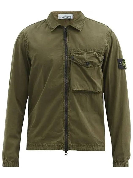 Stone Island Waffen Logo TriButton Pocket Garment Coat Zipup Shirt Jacket Khaki - STONE ISLAND - BALAAN 1