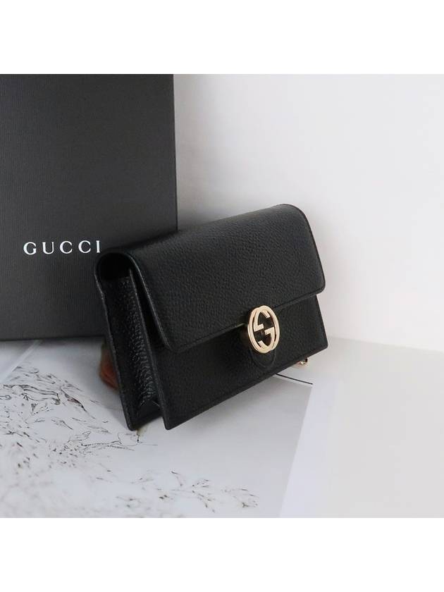 GG Interlocking Chain Strap Cross Bag Black - GUCCI - BALAAN 4