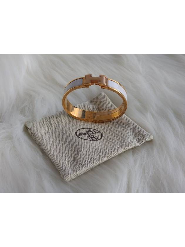 Clic H Bracelet Rose Gold Blanc - HERMES - BALAAN 7