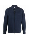 Emerized Gabardine Overshirt Zip-Up Jacket Navy - CP COMPANY - BALAAN 1