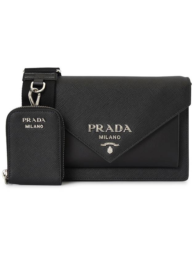 Saffiano Leather Mini Shoulder Bag Black - PRADA - BALAAN 3