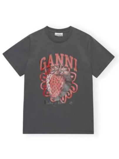 Strawberry Short Sleeve T-Shirt Ash Grey - GANNI - BALAAN 2