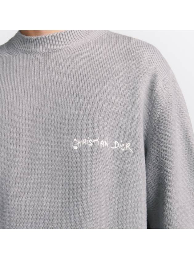 Embroidered Tag Logo Knit Top Grey - DIOR - BALAAN 5