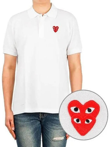 Men s Collar Short Sleeve T Shirt P1T290 WHITE 270139 - COMME DES GARCONS PLAY - BALAAN 1