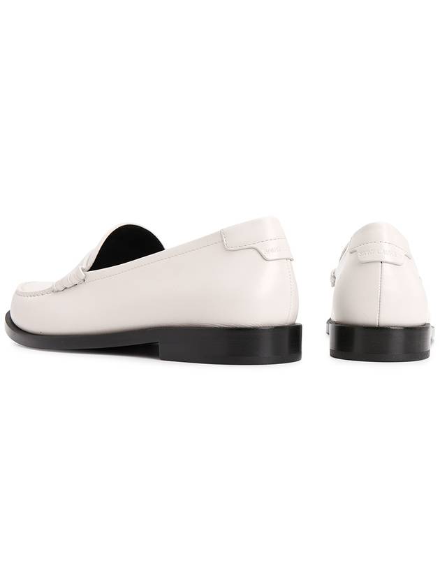 Men's Monogram Penny Smooth Leather Loafers White - SAINT LAURENT - BALAAN 7