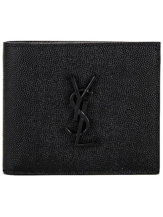 Cassandre Leather Half Wallet Black - SAINT LAURENT - BALAAN 1