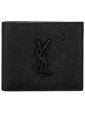 Cassandre  Leather Half Wallet Black - SAINT LAURENT - BALAAN 1