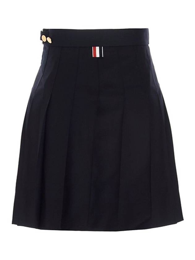 RMB Wool Mini Pleated Skirt Navy - THOM BROWNE - BALAAN 4