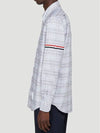 Men's Oxford Check Cotton Long Sleeve Shirt Medium Grey - THOM BROWNE - BALAAN 4