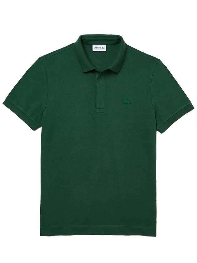 Men's Paris Regular Fit Stretch Cotton Pique Short Sleeve Polo Shirt Green - LACOSTE - BALAAN 2