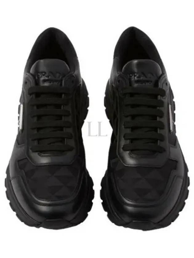 Leather Re-Nylon High Top Sneakers Black - PRADA - BALAAN 2