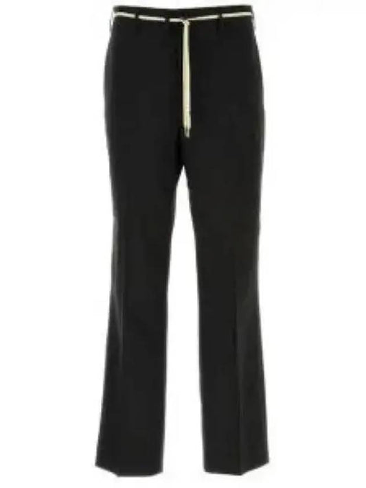 Pleated Detail Drawstring Wool Straight Pants black - MARNI - BALAAN 2