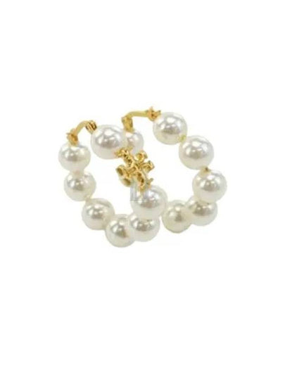 Women's Kira Hoop Logo Pearl Earrings White - TORY BURCH - BALAAN 2