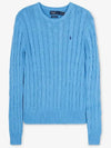 Embroidered Logo Pony Cable Knit Top Blue - POLO RALPH LAUREN - BALAAN 3