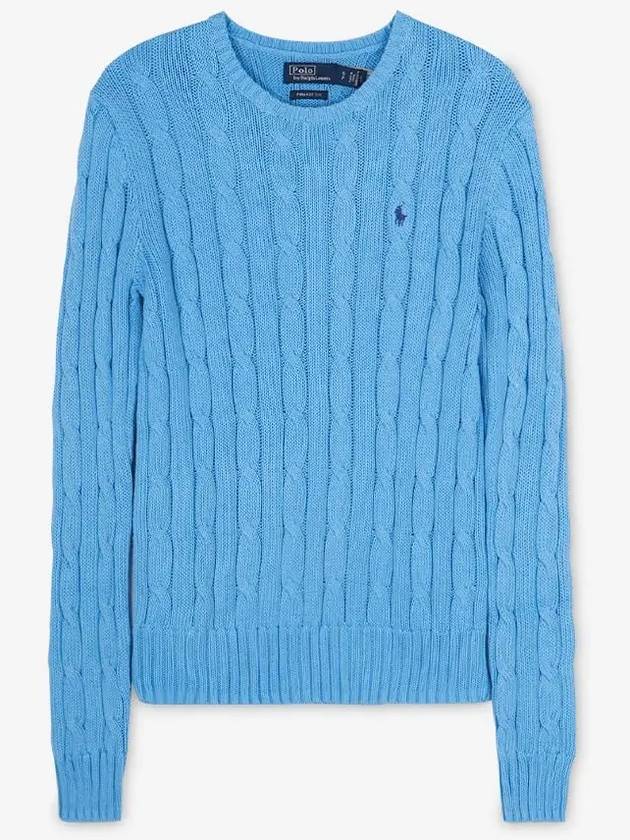 Embroidered Logo Pony Cable Knit Top Blue - POLO RALPH LAUREN - BALAAN 3