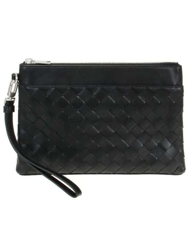 Intrecciato Prism Leather Clutch Black - BOTTEGA VENETA - BALAAN 2